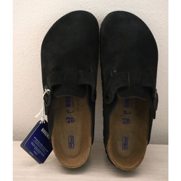 Birkenstock 0660471 Men's Sz 43 US 10 Black Suede Boston Soft Footbed Clogs - Picture 2 of 15